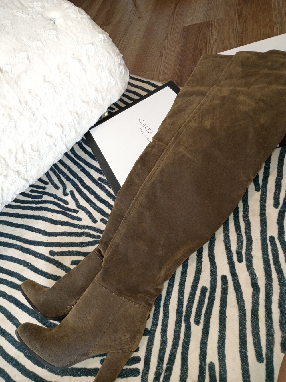 AZALEA WANG "Nanette" Faux Suede Round Toe Slouchy Boot in Brown